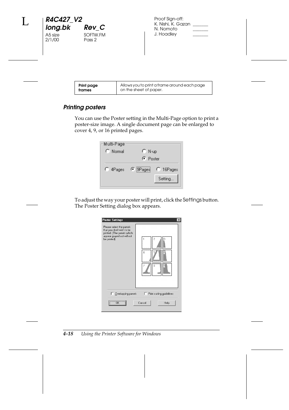 Printing posters, Printing posters -18 | Epson Stylus Scan 2500 User Manual | Page 53 / 293