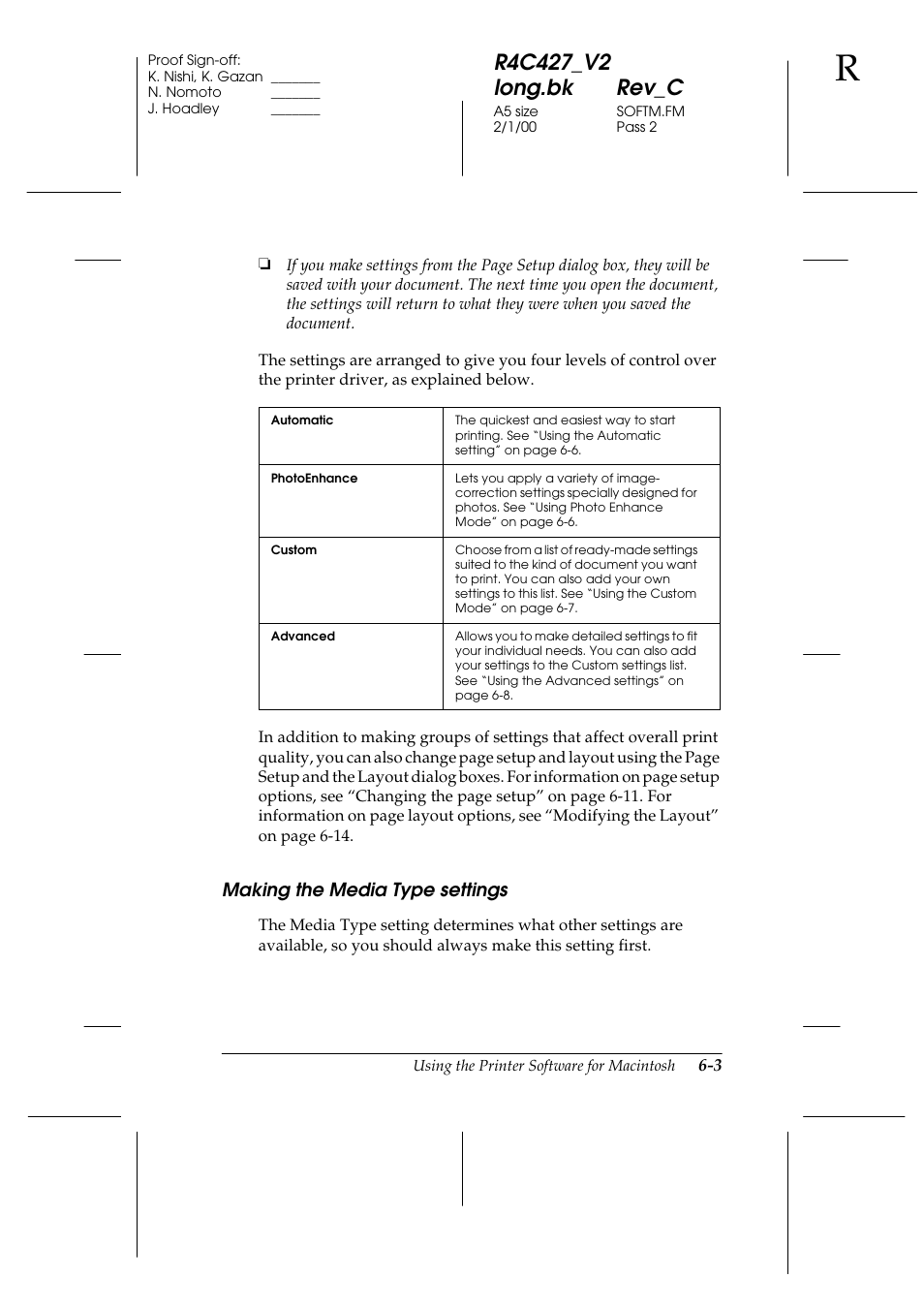 Making the media type settings, Making the media type settings -3 | Epson Stylus Scan 2500 User Manual | Page 74 / 293