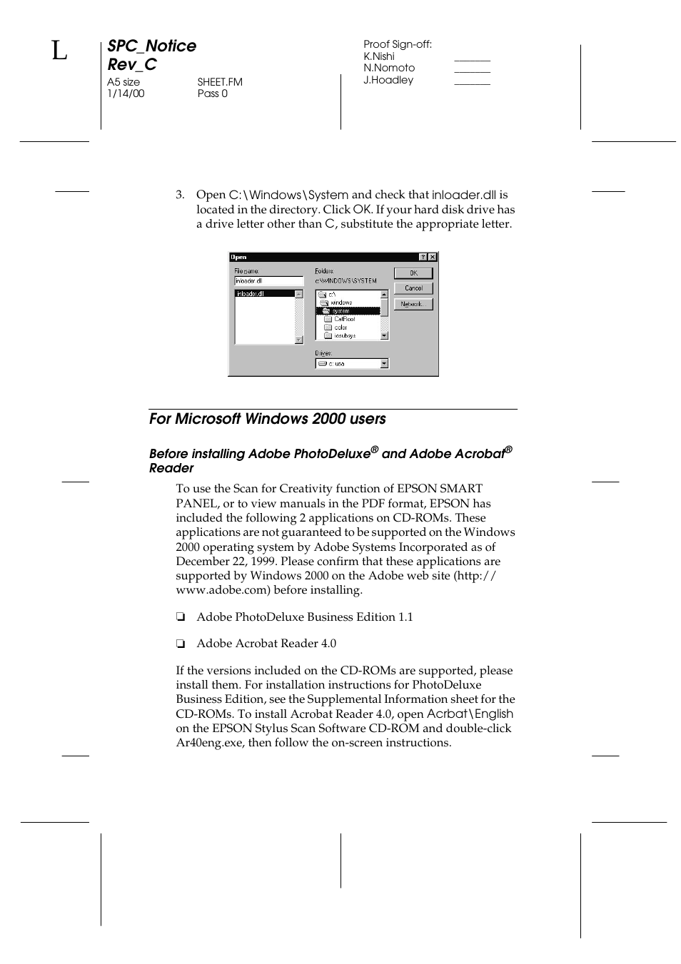For microsoft windows 2000 users, Spc_notice rev_c, For microsoft windows | 2000 users | Epson Stylus Scan 2500 User Manual | Page 2 / 3