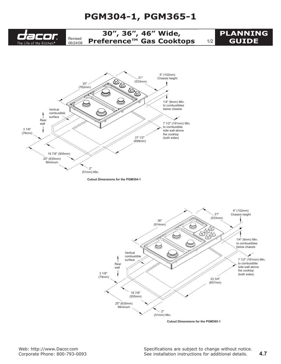 Dacor PGM365-1 User Manual | 2 pages