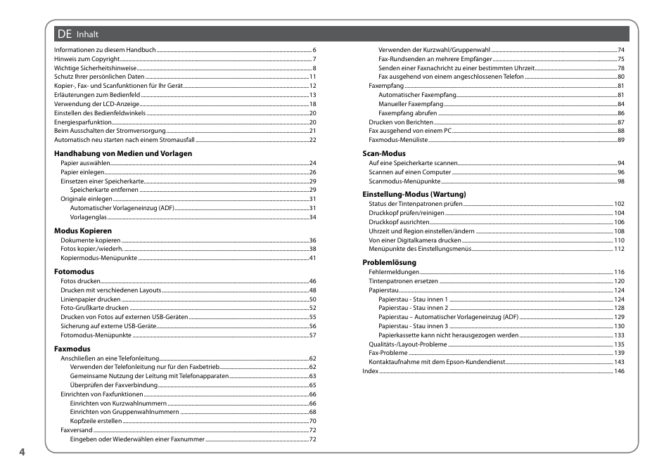 Epson Stylus SX620FW User Manual | Page 4 / 148