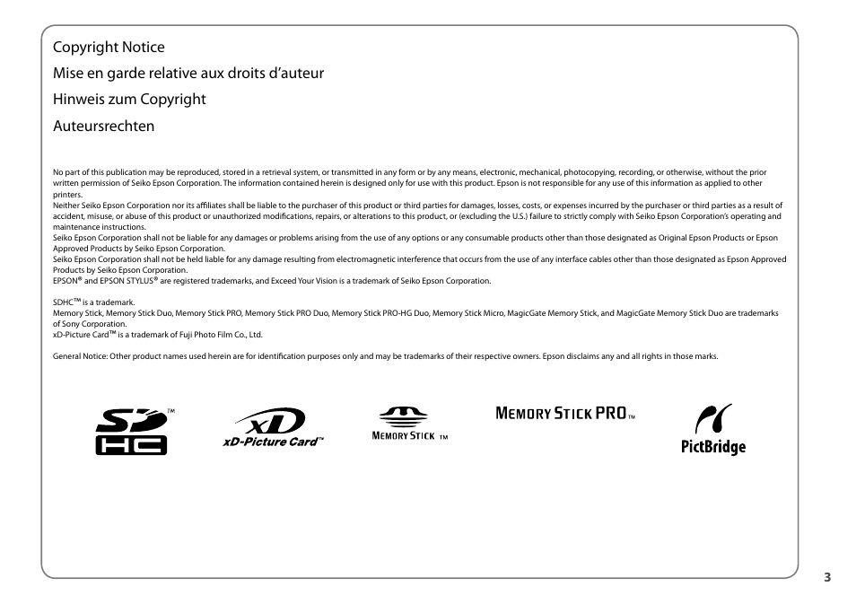 Epson Stylus SX510W User Manual | Page 3 / 72