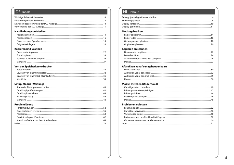 Epson Stylus SX510W User Manual | Page 5 / 72