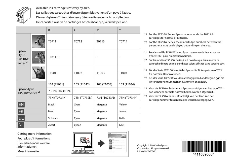 Epson Stylus SX510W User Manual | Page 72 / 72