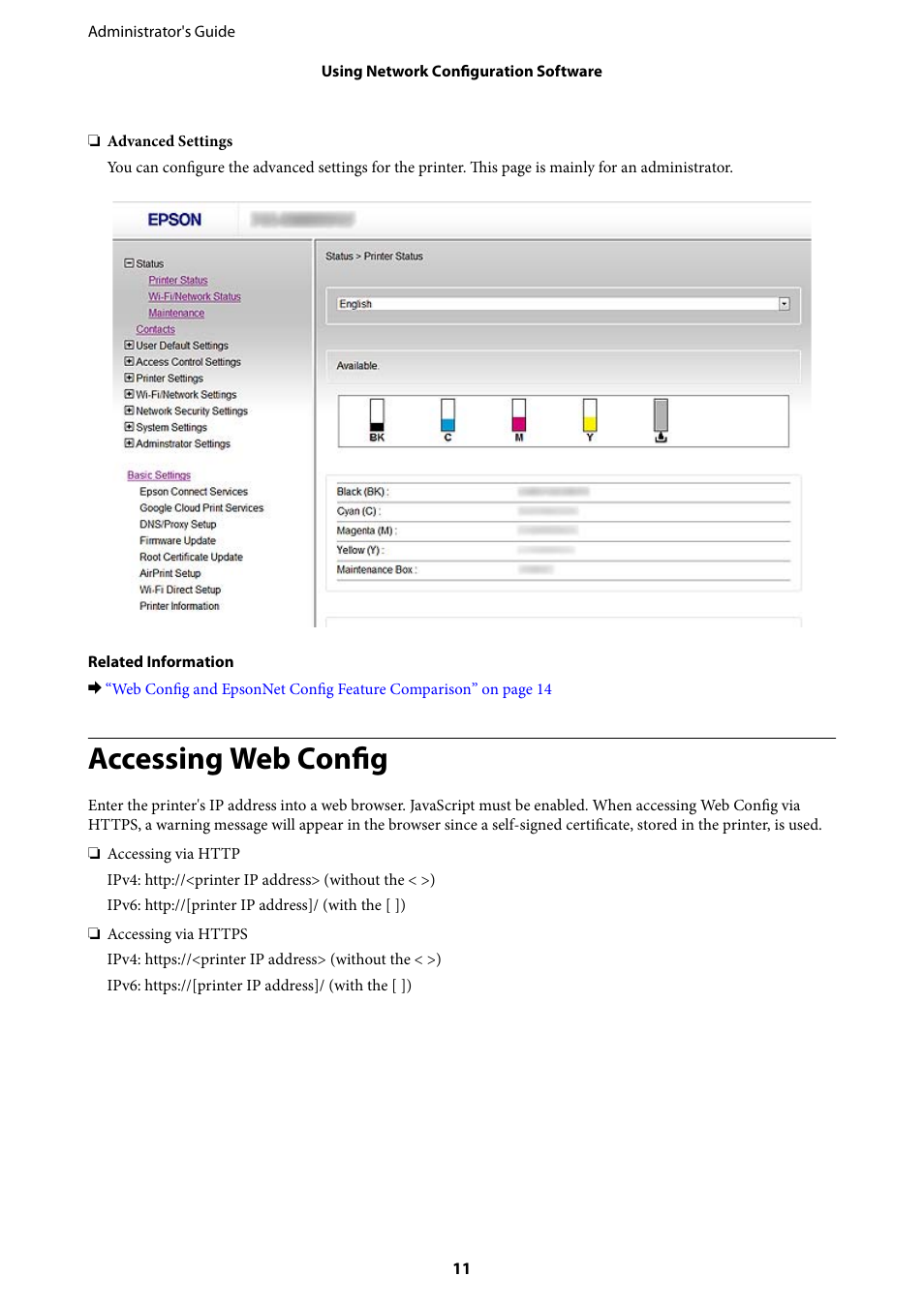 Accessing web config | Epson WorkForce Pro WF-R8590 DTWF User Manual | Page 11 / 69
