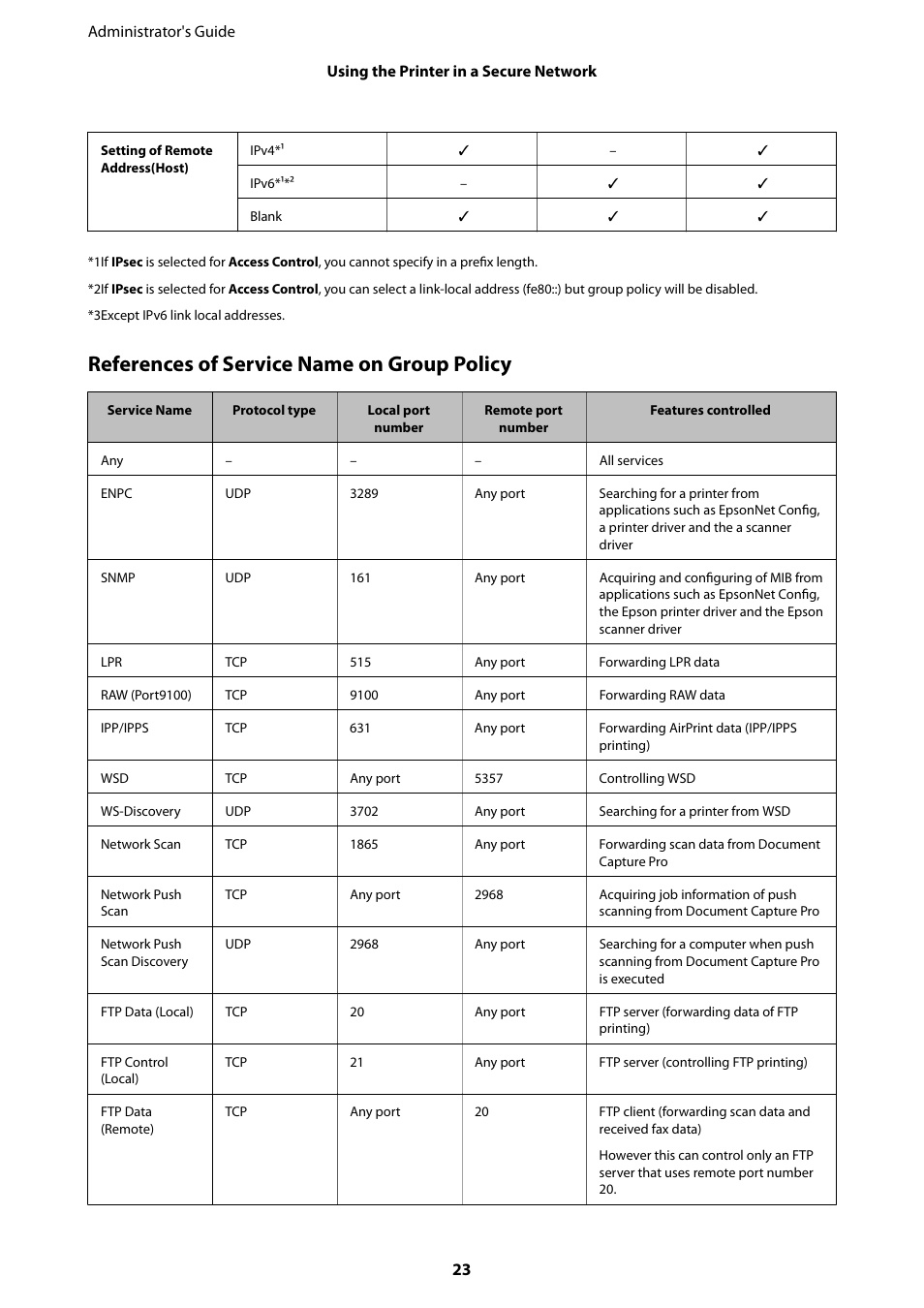 References of service name on group policy | Epson WorkForce Pro WF-R8590 DTWF User Manual | Page 23 / 69
