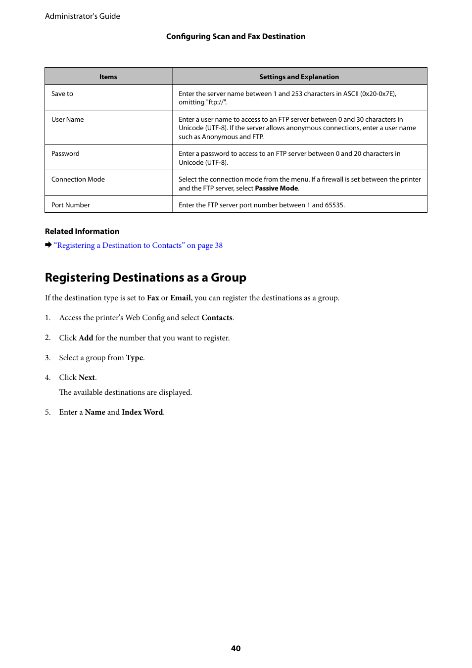 Registering destinations as a group | Epson WorkForce Pro WF-R8590 DTWF User Manual | Page 40 / 69
