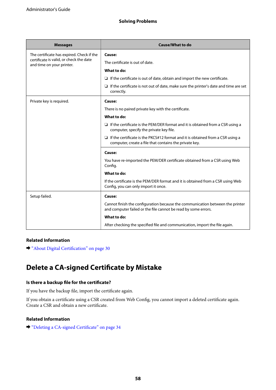 Delete a ca-signed certificate by mistake | Epson WorkForce Pro WF-R8590 DTWF User Manual | Page 58 / 69