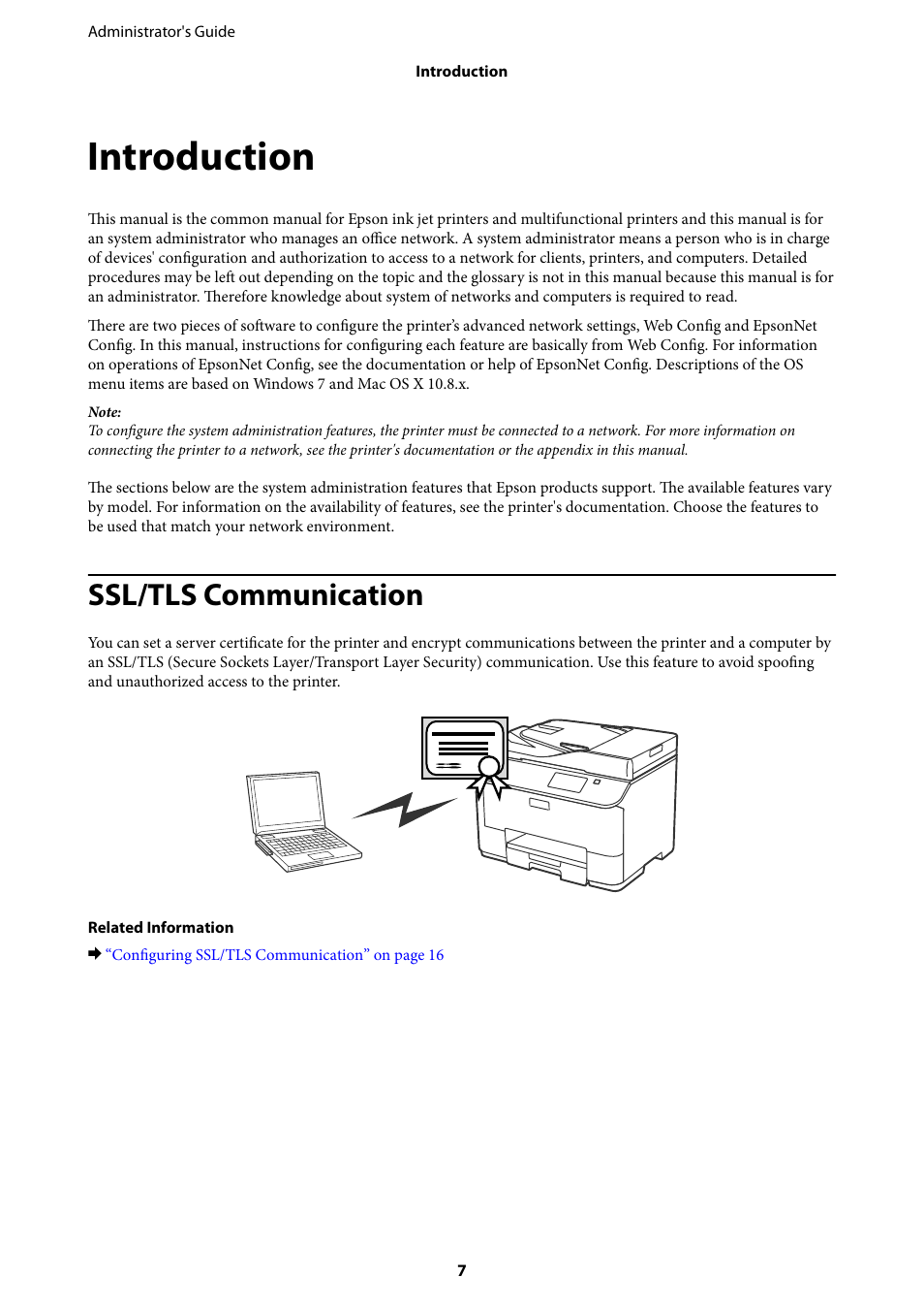 Introduction, Ssl/tls communication | Epson WorkForce Pro WF-R8590 DTWF User Manual | Page 7 / 69