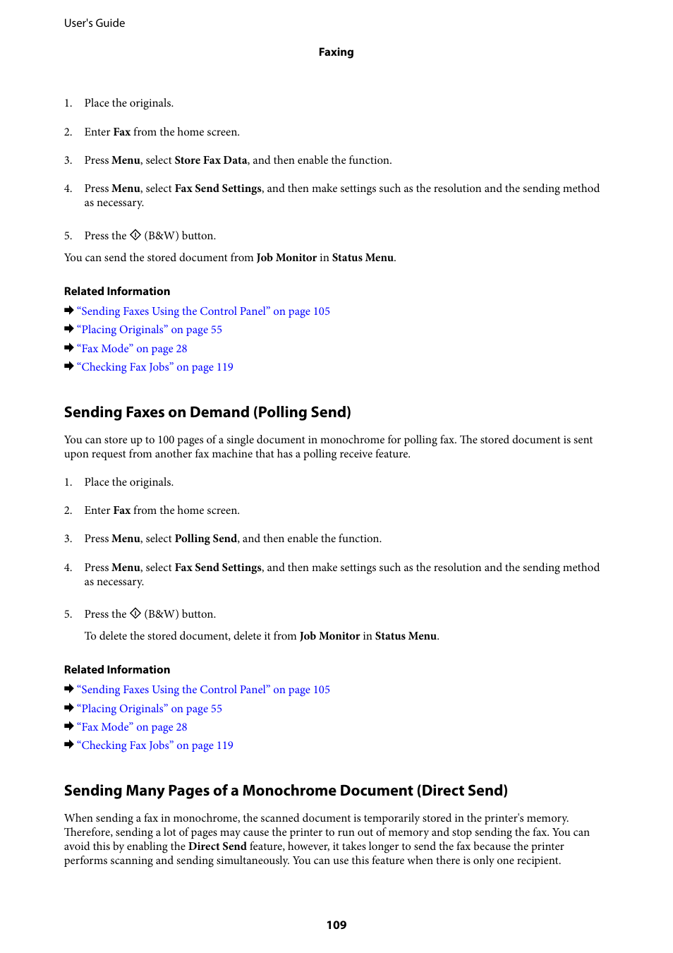 Sending faxes on demand (polling send) | Epson WorkForce Pro WF-R8590 DTWF User Manual | Page 109 / 243