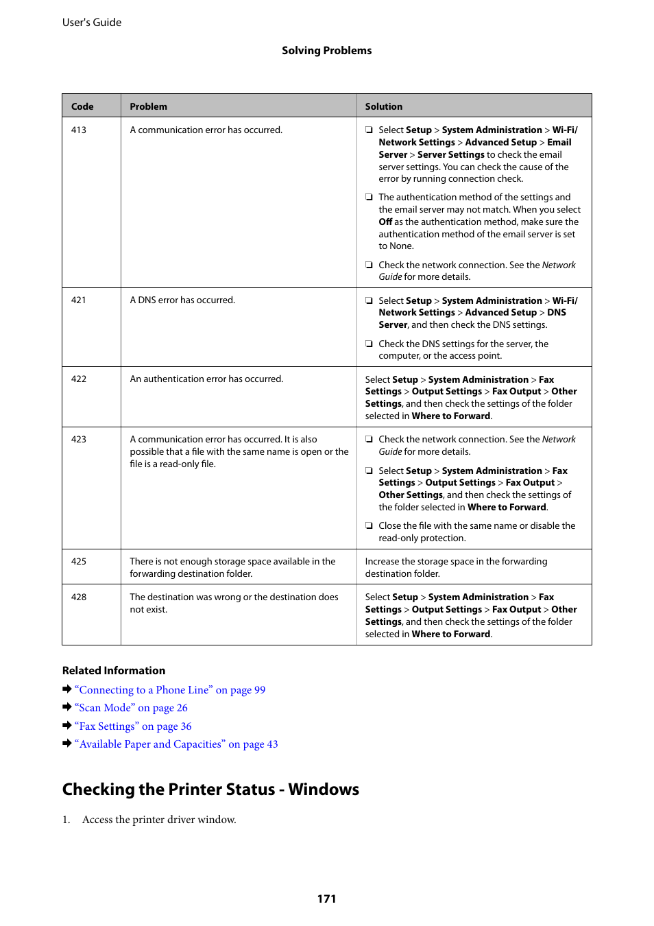 Checking the printer status - windows | Epson WorkForce Pro WF-R8590 DTWF User Manual | Page 171 / 243