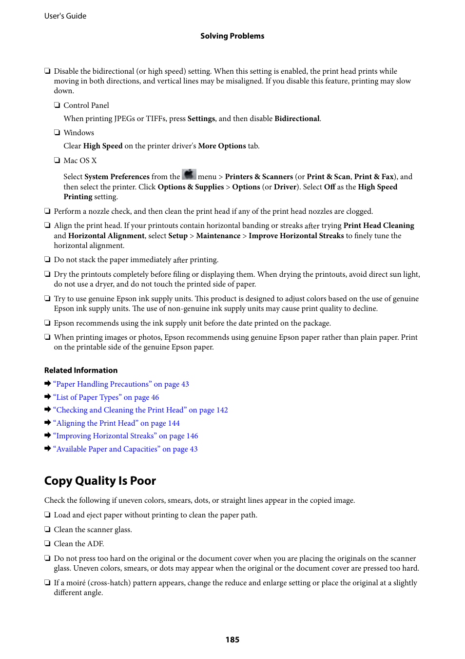 Copy quality is poor | Epson WorkForce Pro WF-R8590 DTWF User Manual | Page 185 / 243