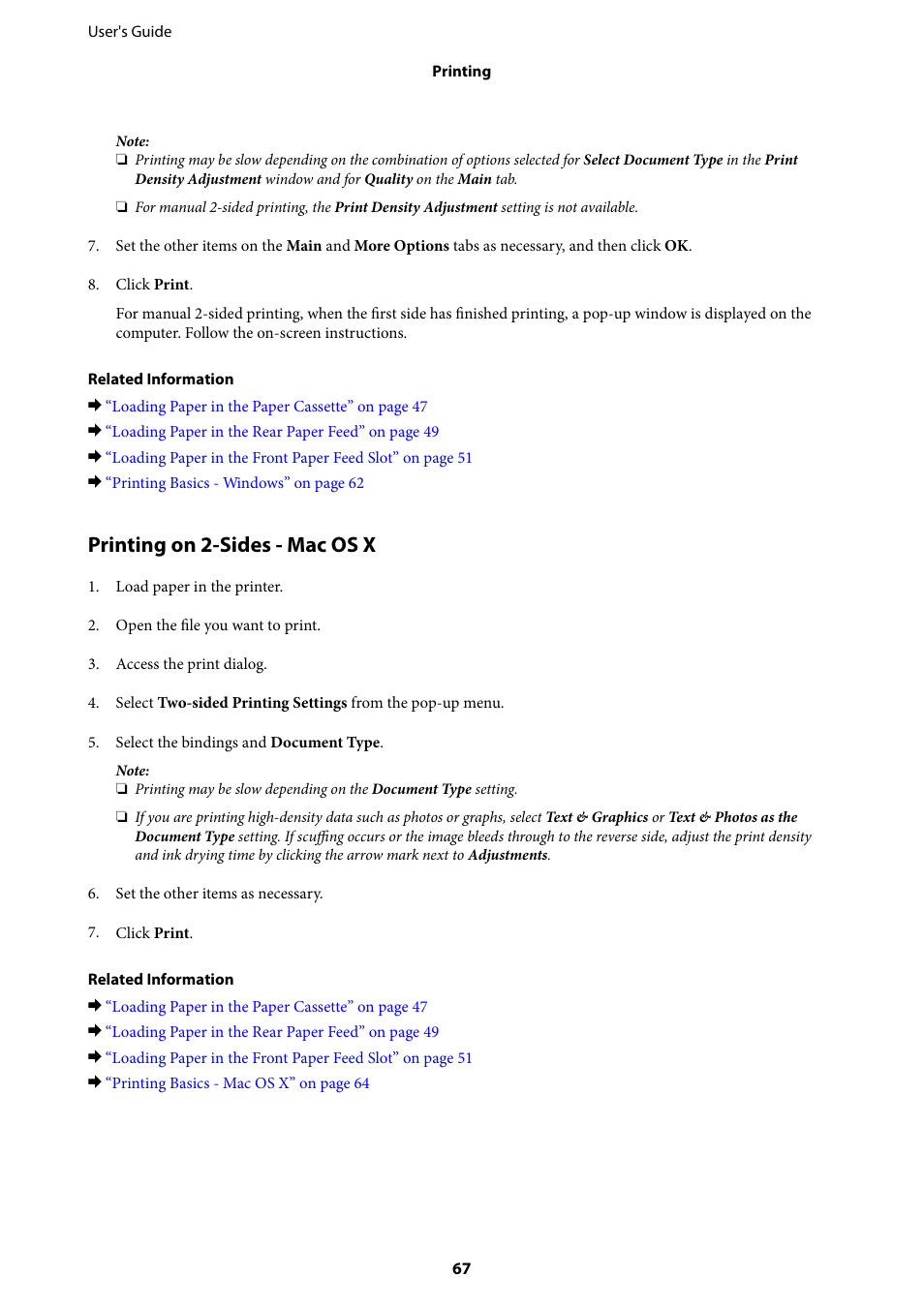 Printing on 2-sides - mac os x | Epson WorkForce Pro WF-R8590 DTWF User Manual | Page 67 / 243