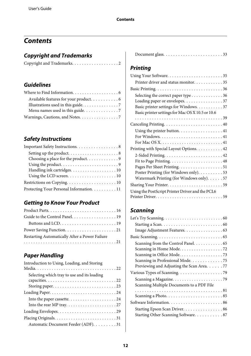 Epson WP-M4595DNF User Manual | Page 12 / 203