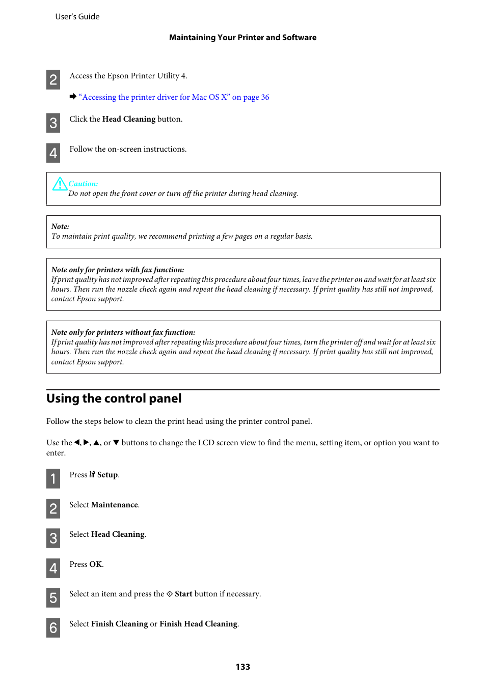 Using the control panel | Epson WP-M4595DNF User Manual | Page 133 / 203