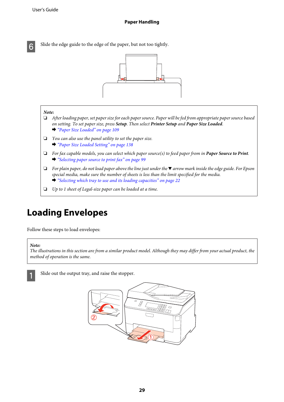 Loading envelopes | Epson WP-M4595DNF User Manual | Page 29 / 203