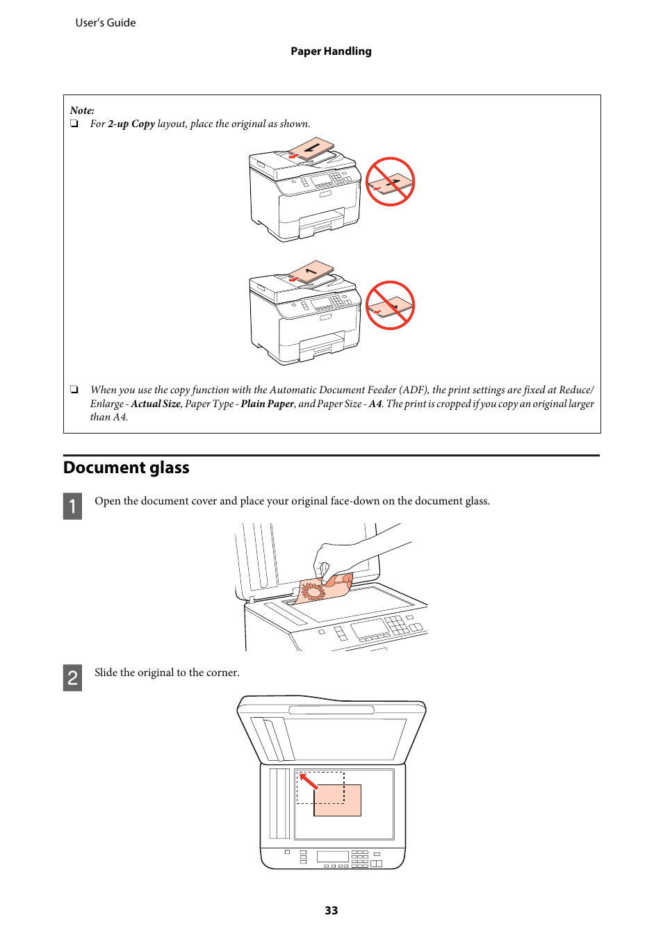 Document glass | Epson WP-M4595DNF User Manual | Page 33 / 203