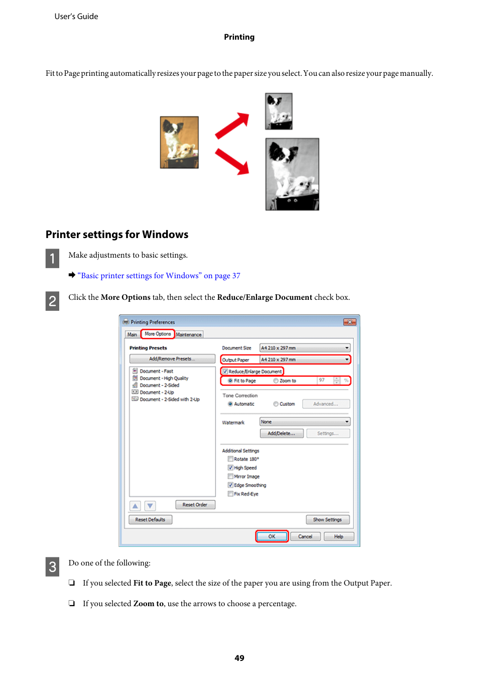 Printer settings for windows | Epson WP-M4595DNF User Manual | Page 49 / 203