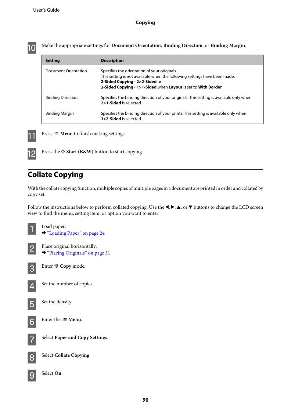 Collate copying | Epson WP-M4595DNF User Manual | Page 90 / 203