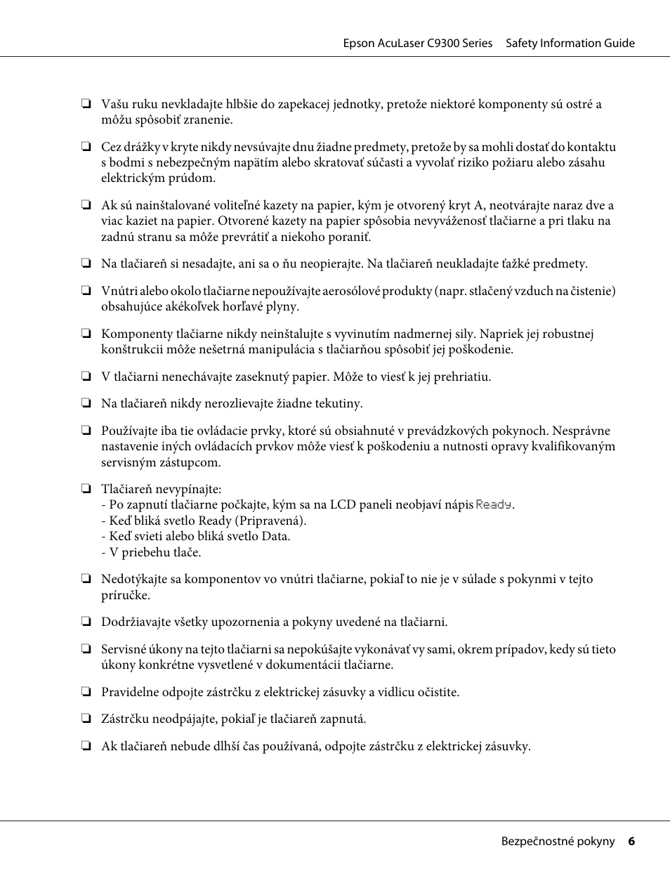 Epson AcuLaser C9300 User Manual | Page 15 / 18