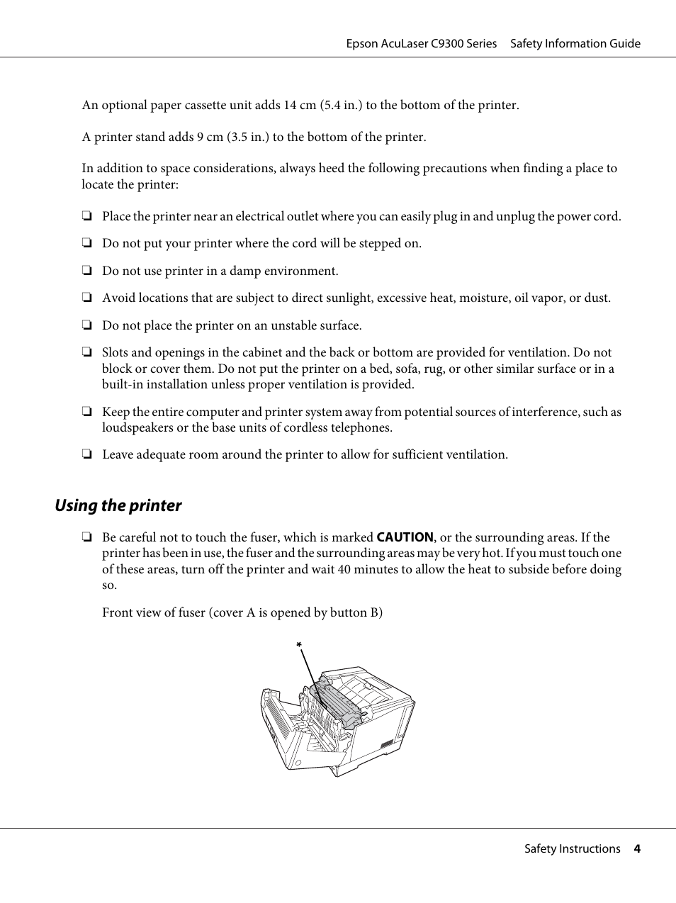 Using the printer | Epson AcuLaser C9300 User Manual | Page 5 / 18