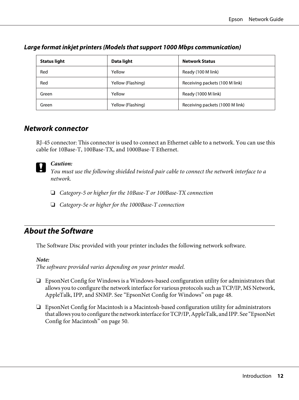 Network connector, About the software | Epson AcuLaser C9300 User Manual | Page 12 / 92