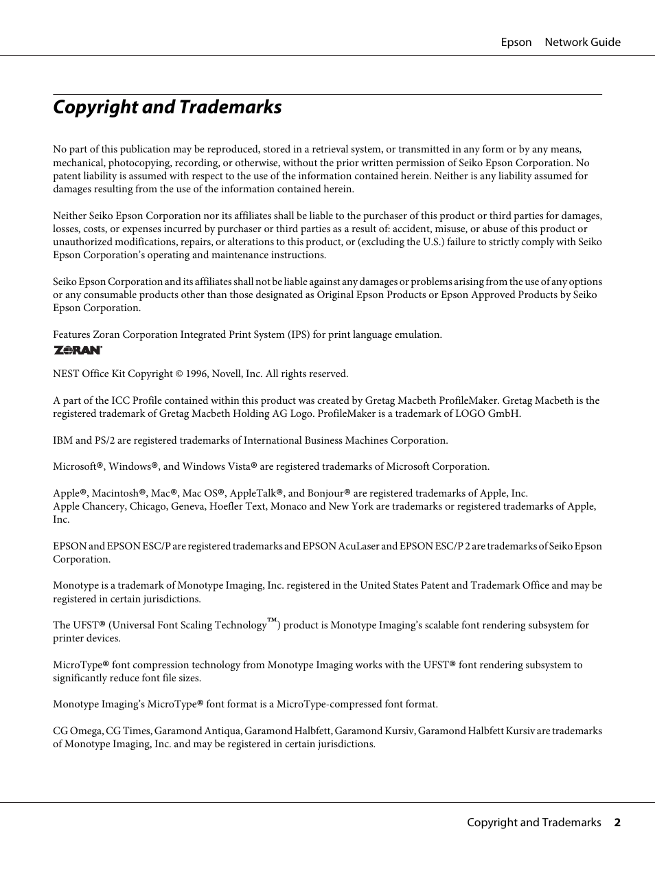 Copyright and trademarks | Epson AcuLaser C9300 User Manual | Page 2 / 92