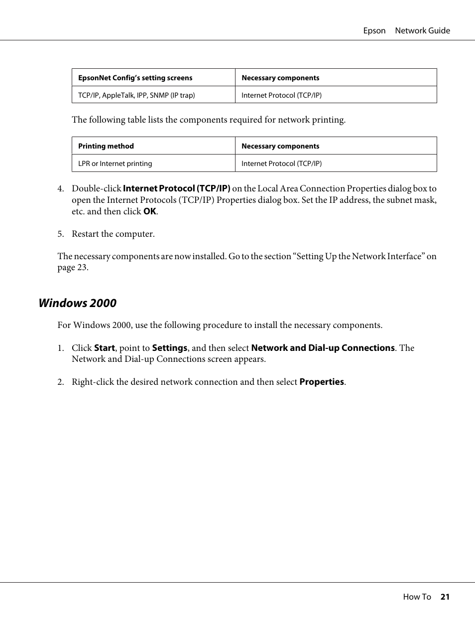 Windows 2000 | Epson AcuLaser C9300 User Manual | Page 21 / 92