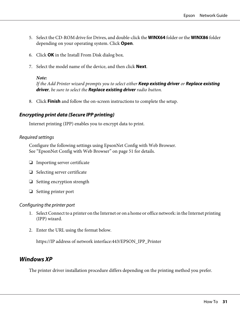 Windows xp | Epson AcuLaser C9300 User Manual | Page 31 / 92