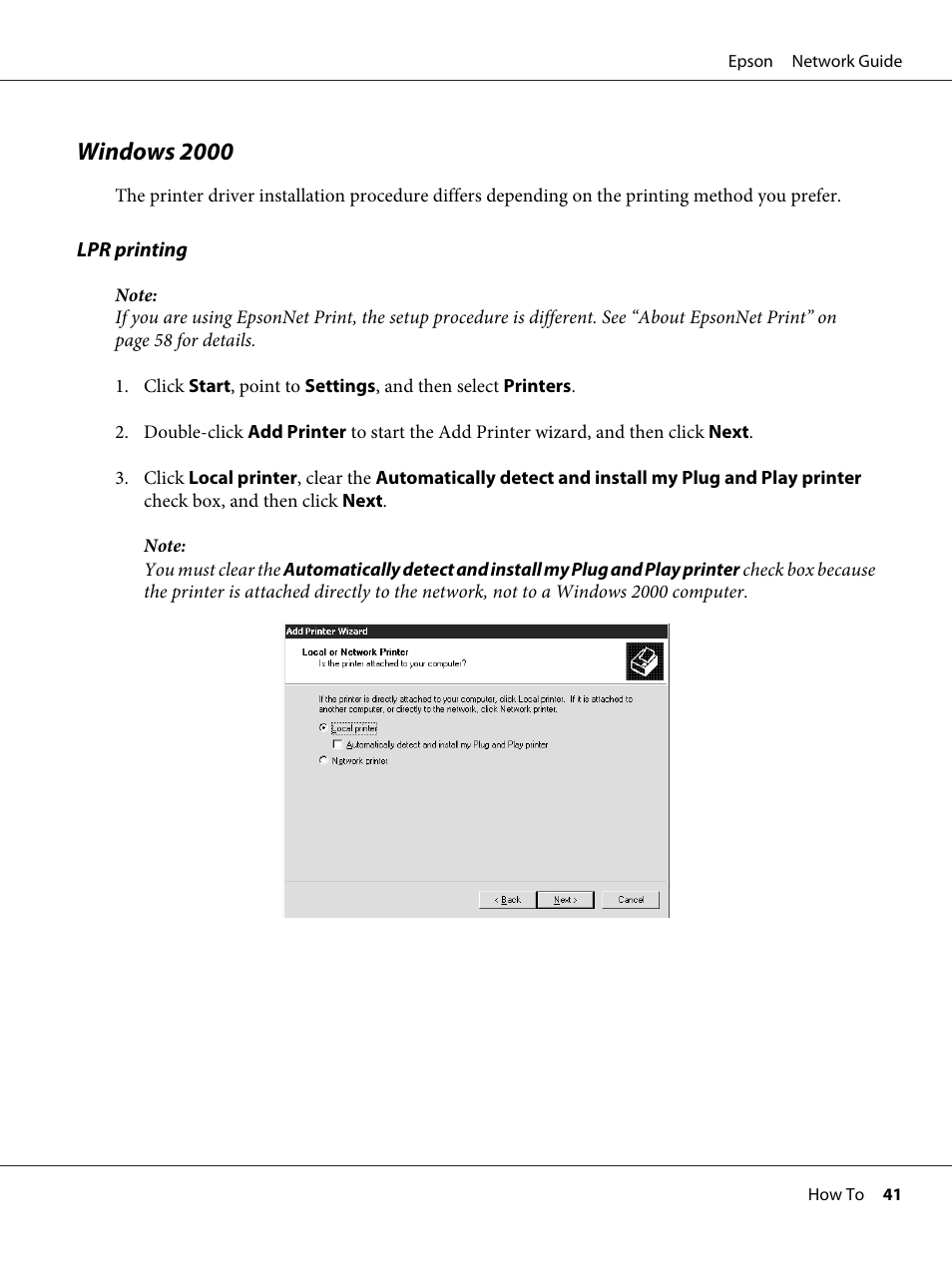 Windows 2000 | Epson AcuLaser C9300 User Manual | Page 41 / 92