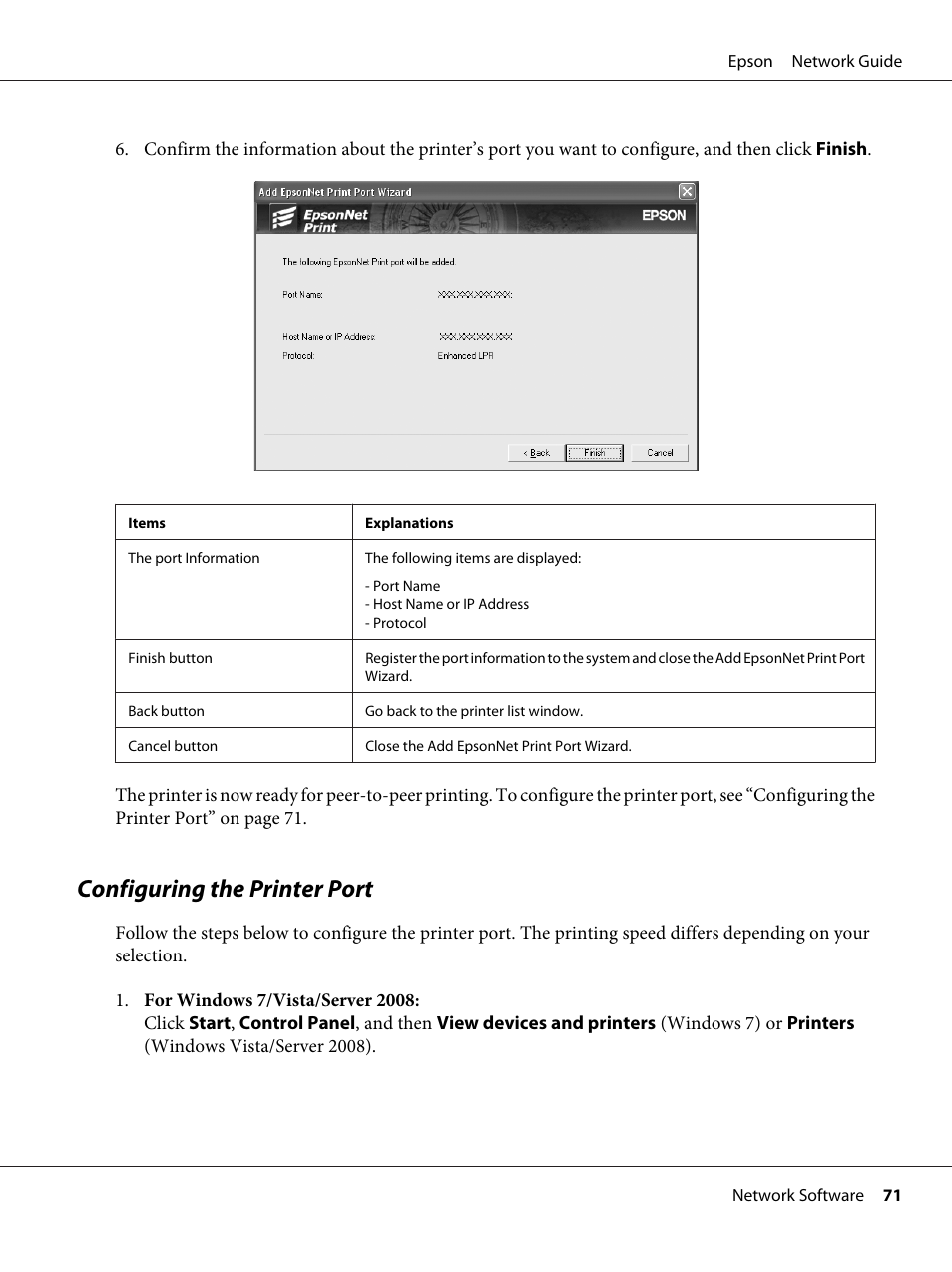 Configuring the printer port | Epson AcuLaser C9300 User Manual | Page 71 / 92