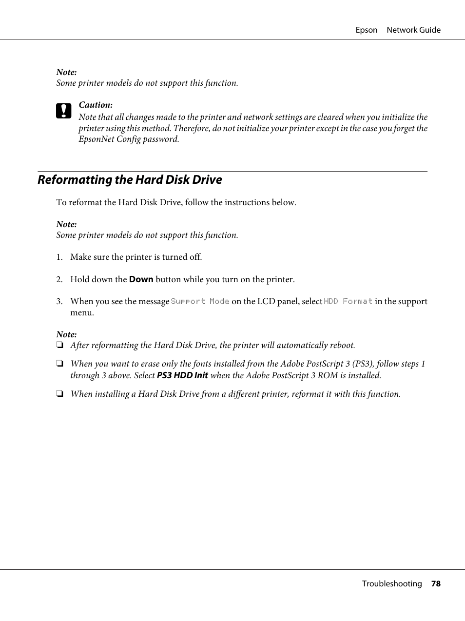 Reformatting the hard disk drive | Epson AcuLaser C9300 User Manual | Page 78 / 92