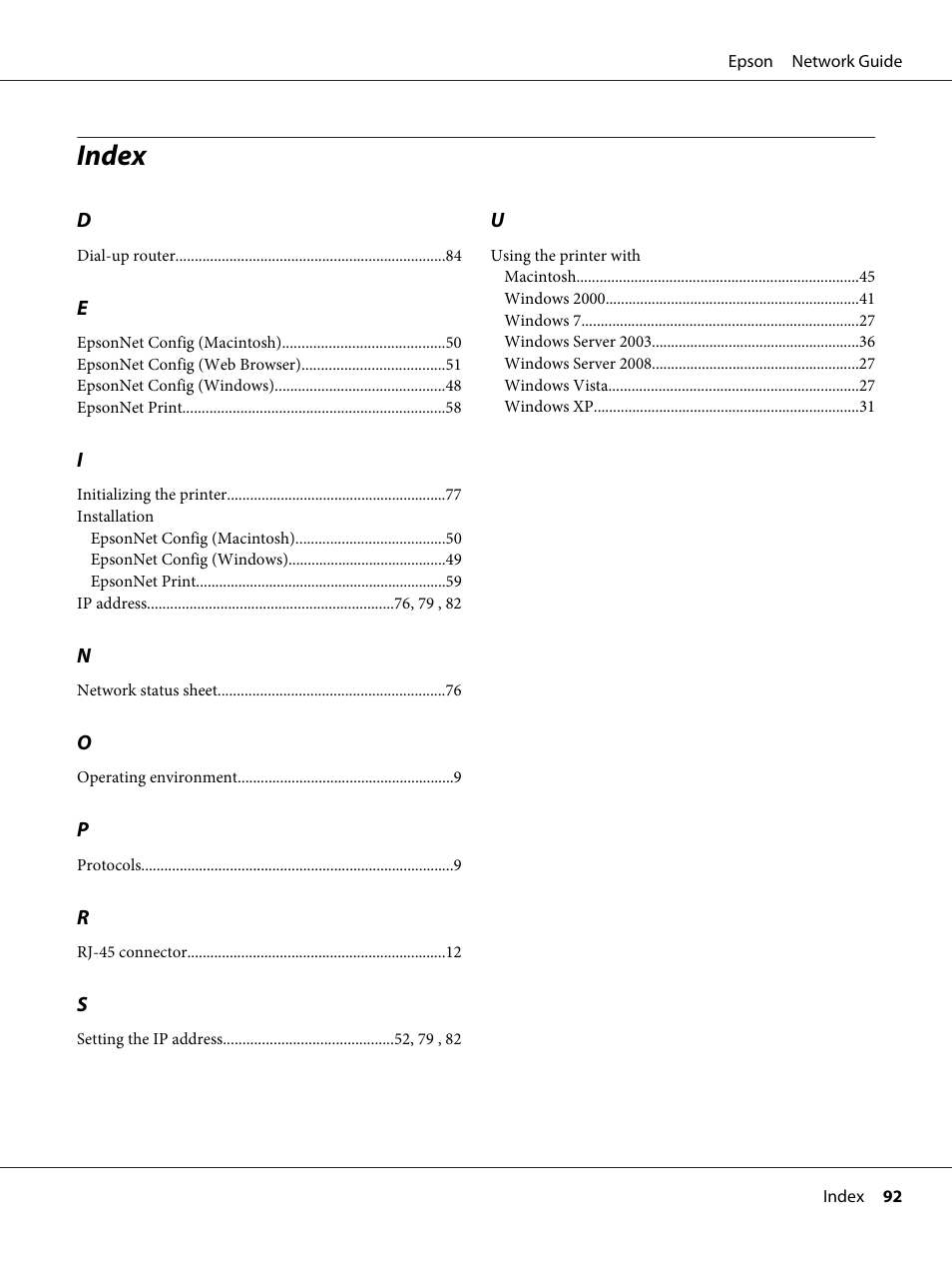 Index | Epson AcuLaser C9300 User Manual | Page 92 / 92