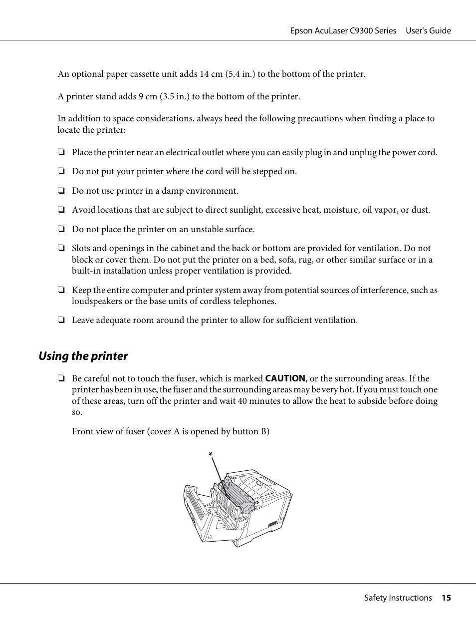 Using the printer | Epson AcuLaser C9300 User Manual | Page 15 / 210