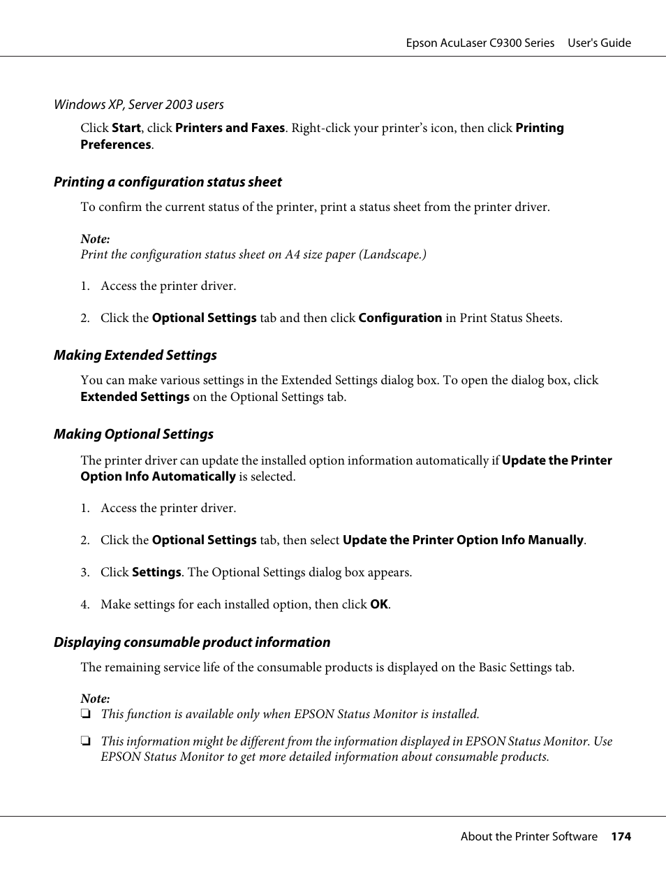 Epson AcuLaser C9300 User Manual | Page 174 / 210