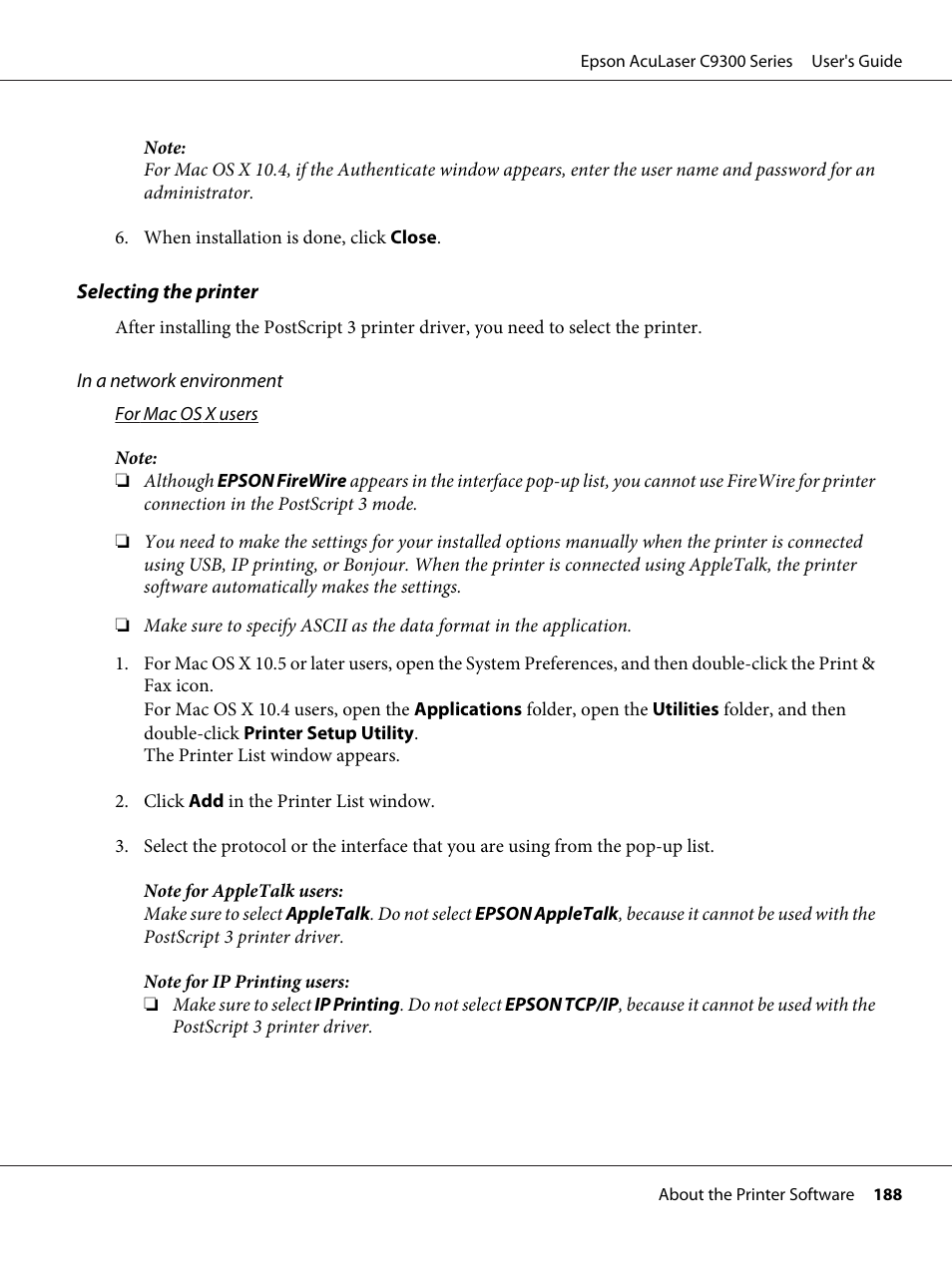 Epson AcuLaser C9300 User Manual | Page 188 / 210
