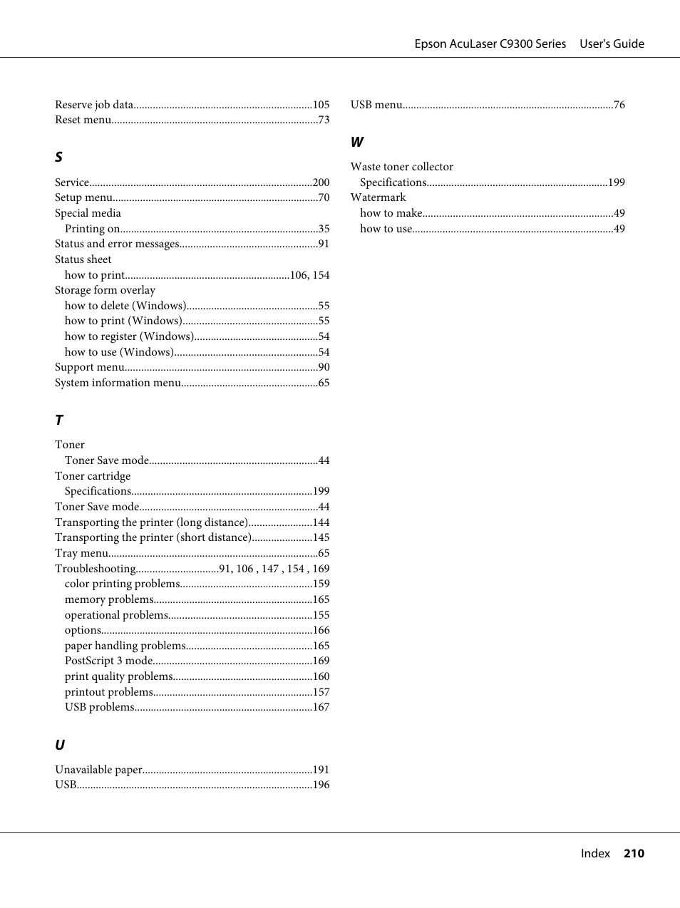 Epson AcuLaser C9300 User Manual | Page 210 / 210