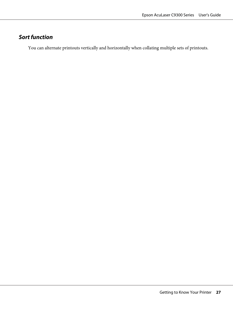 Sort function | Epson AcuLaser C9300 User Manual | Page 27 / 210