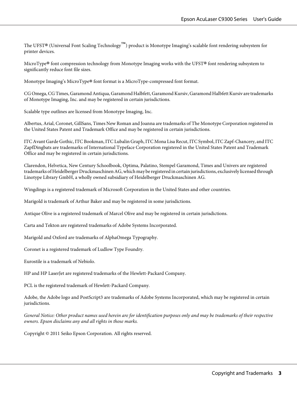 Epson AcuLaser C9300 User Manual | Page 3 / 210