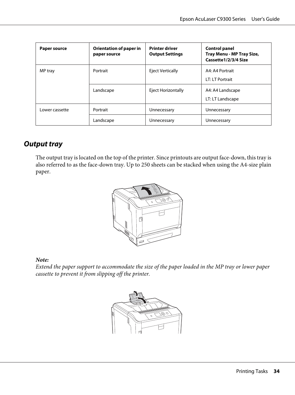 Output tray | Epson AcuLaser C9300 User Manual | Page 34 / 210