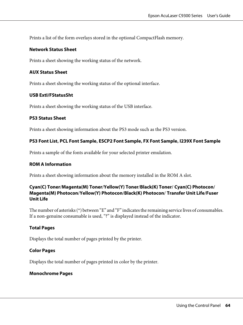 Epson AcuLaser C9300 User Manual | Page 64 / 210