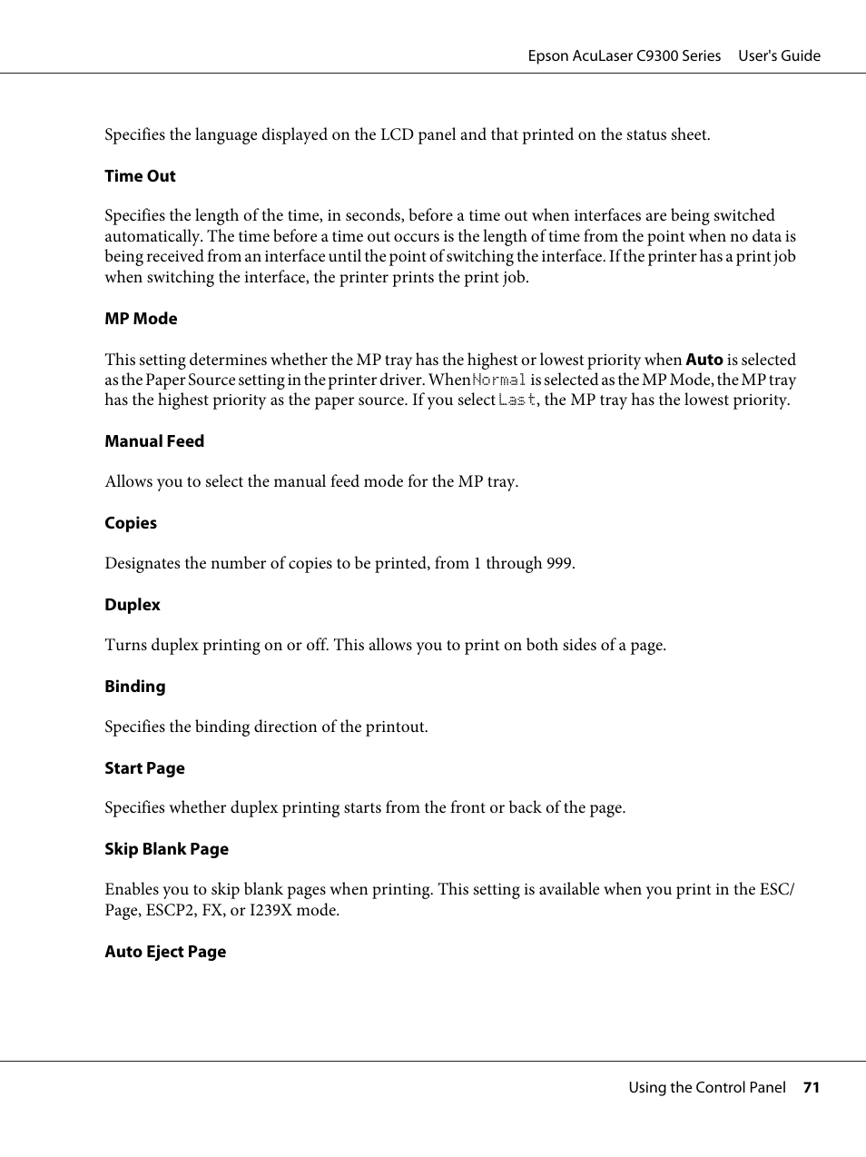 Epson AcuLaser C9300 User Manual | Page 71 / 210