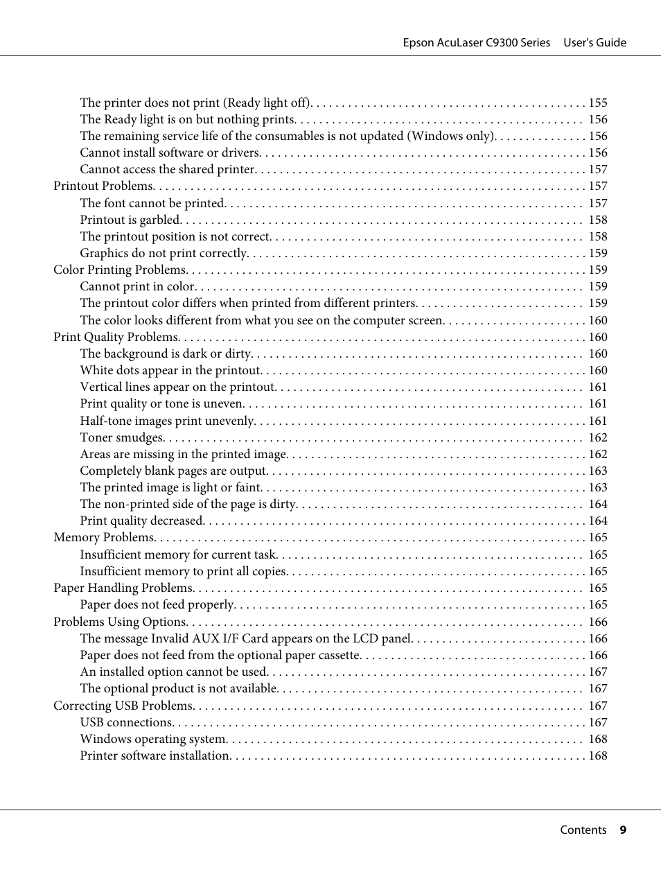 Epson AcuLaser C9300 User Manual | Page 9 / 210