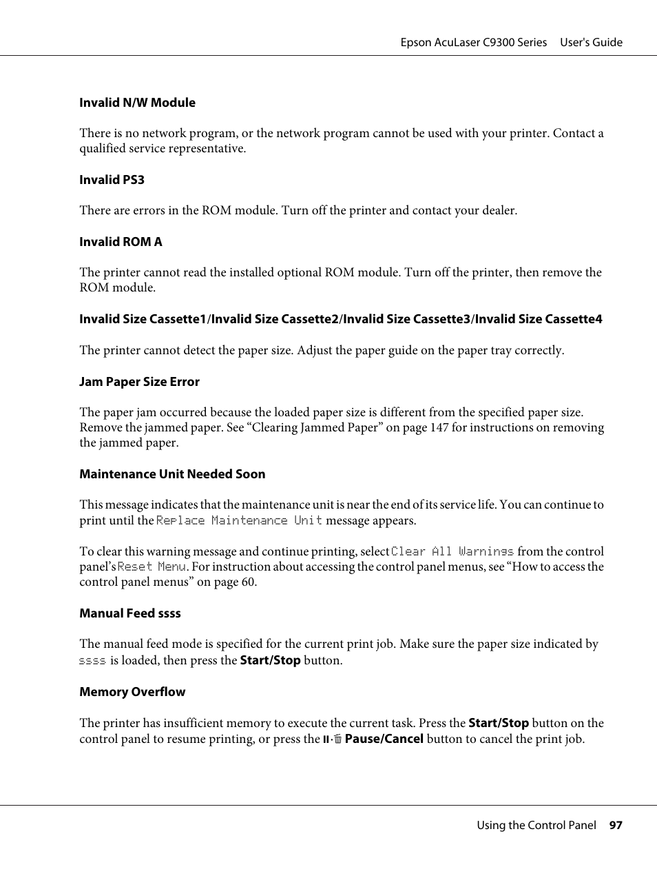 Epson AcuLaser C9300 User Manual | Page 97 / 210