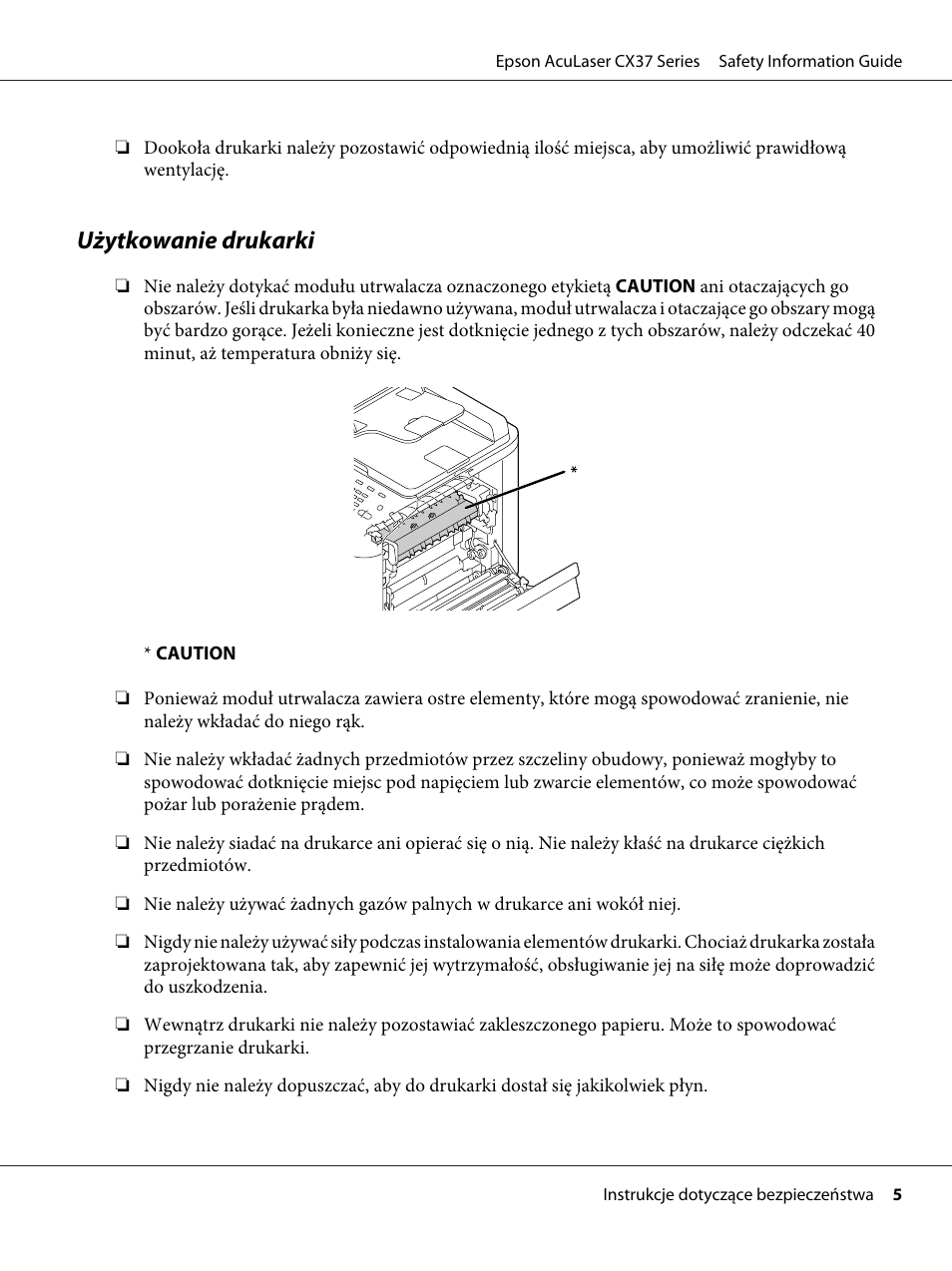 Użytkowanie drukarki | Epson AcuLaser CX37DNF User Manual | Page 117 / 225