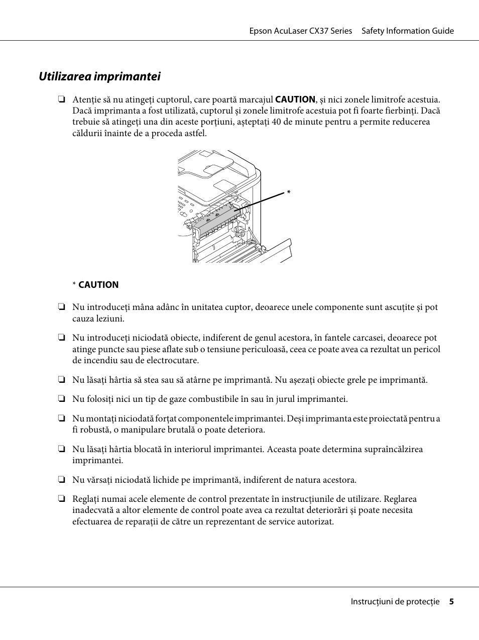 Utilizarea imprimantei | Epson AcuLaser CX37DNF User Manual | Page 126 / 225