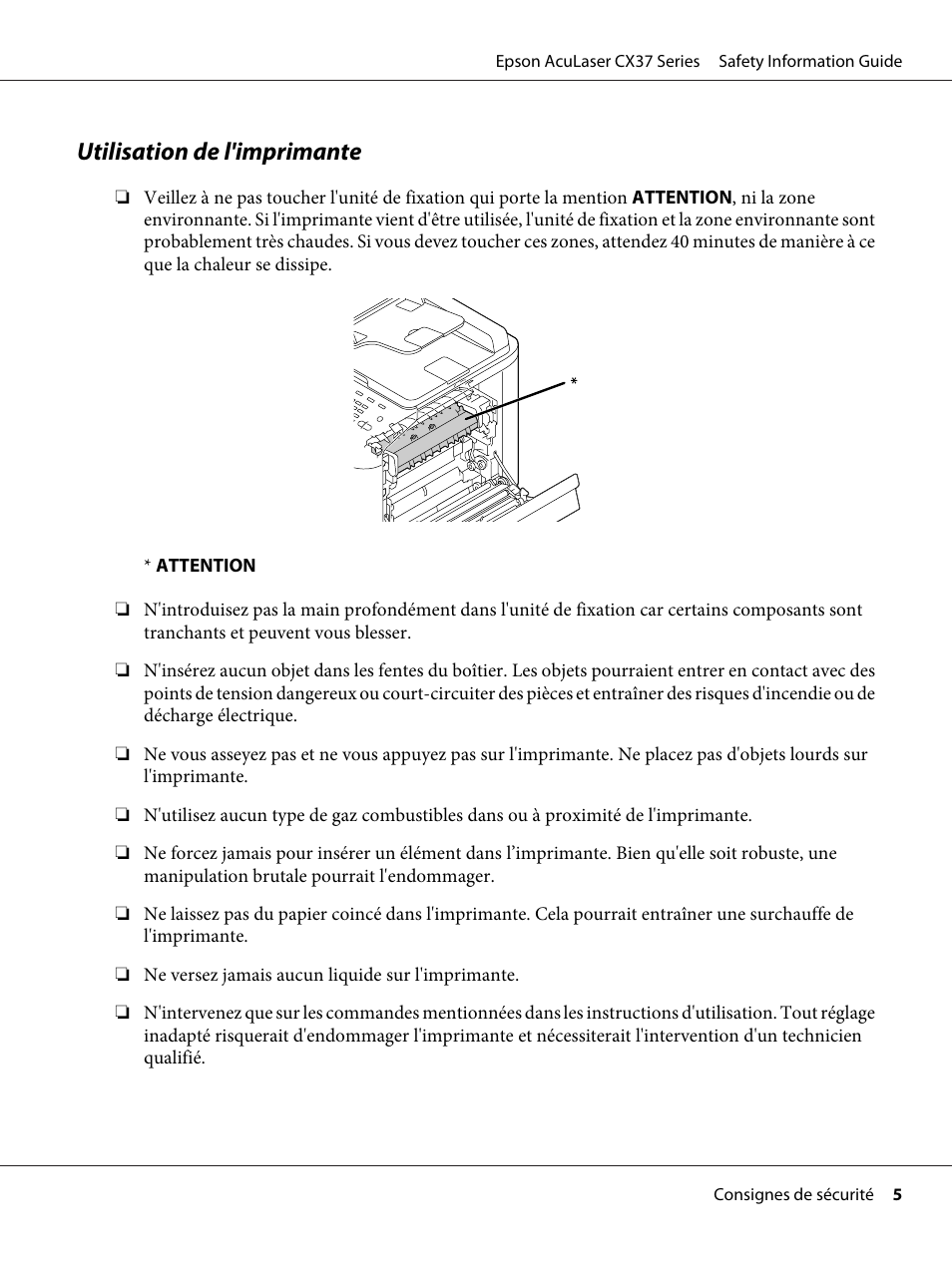 Utilisation de l'imprimante | Epson AcuLaser CX37DNF User Manual | Page 22 / 225