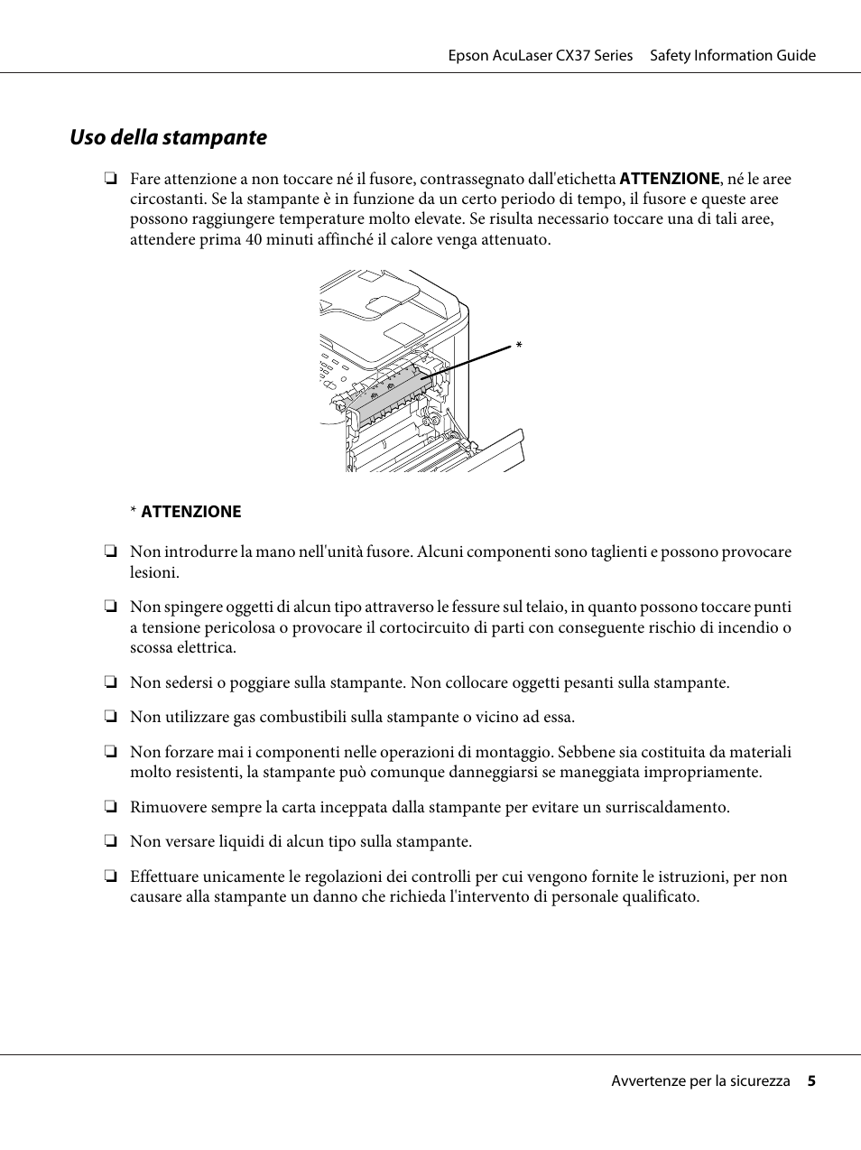 Uso della stampante | Epson AcuLaser CX37DNF User Manual | Page 31 / 225