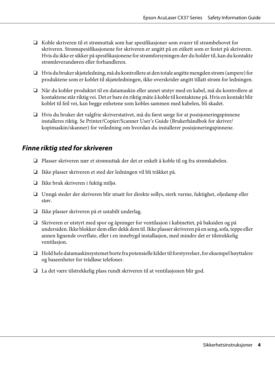 Finne riktig sted for skriveren | Epson AcuLaser CX37DNF User Manual | Page 83 / 225