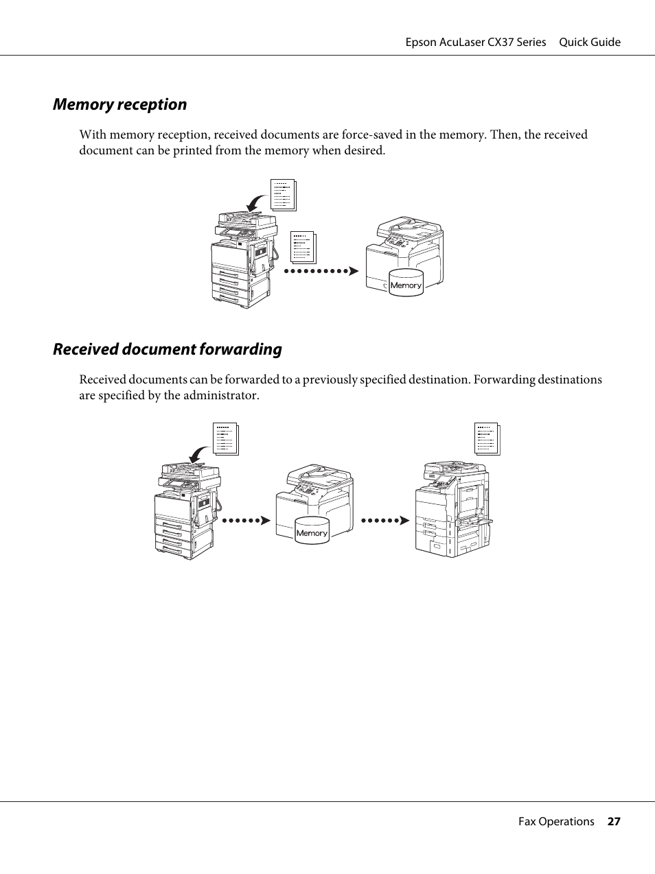Received document forwarding | Epson AcuLaser CX37DNF User Manual | Page 27 / 28